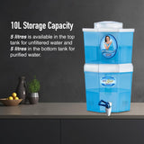 KENT Gold Optima Gravity Water Purifier | UF Technology Based | Non-Electric & Chemical Free | Counter Top | 5L Top + 5L Bottom Storage | White