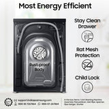 Samsung 12 kg, 5 Star, AI Ecobubble, Super Speed, Wi-Fi, Hygiene Steam with Inbuilt Heater, Digital Inverter, Fully-Automatic Front Load Washing Machine (WW12DG5B24ABTL, Black)