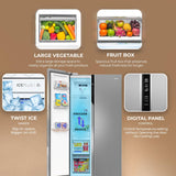 Haier 602L 3Star 2 Door Premium Glass Door Side by Side Frost Free Refrigerator|Convertible|Smart Sense AI|Expert Inverter|Digital Display Panel|Deo Fresh Technology (HRS-682PMGU1, Mirror Glass)