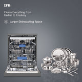IFB 16 Place Settings ‎Hot water wash Free Standing Dishwasher (Neptune VX2 Plus, Inox Grey, In Built Heater with Turbo Drying, Perfect for Indian Utensils) (Open Box / Without Box)