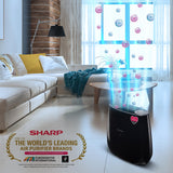Sharp Air Purifier FP-J30M-BK with Patented PCI Technology, HEPA Filter, Removes Bacteria, Virus, Mold, VOCs & Static charge, 4 Stage Filtration, Coverage Area Up To 250 Sq. Ft Black