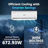 Voltas CAE 1 ton 3 star,New star rated, inverter Split AC | 4-IN-1 Adjustable mode| High ambient Cooling-cools even at 52°C | Anti dust filter with Anti-microbial coating |Copper Coil |Whitec 123V