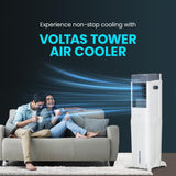 Voltas Slimm 35T Tower Air Cooler for Home, Honey Comb Cooling Pads with 3 Speed Control Functions, 35 Litres, White