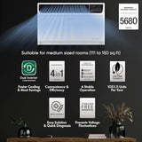 LG 1.5 Ton 5 Star DUAL Inverter Window AC (Copper, Convertible 4-in-1 cooling, RW-Q18WUZA, HD Filter with Anti-Virus Protection, White)