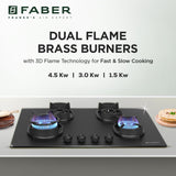 Faber Della HD784 CI AI 4 Burner Hob | 78CM Auto Ignition Brass Burner Hob