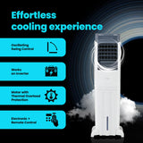 Voltas Slimm 35T Tower Air Cooler for Home, Honey Comb Cooling Pads with 3 Speed Control Functions, 35 Litres, White