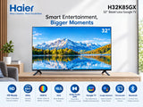 Haier 80cm 32 Inches HD Ready Smart Bezel-Less Google TV | 60Hz, HDR10, HLG, Dolby Audio 20W, Google Assistant, Chromecast & Bluetooth,(H32K85GX,Black)