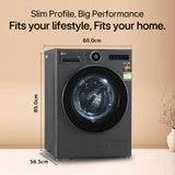 LG 12 Kg, 5 Star, AI DD Technology, Steam+, Smart Digital Dial, Wi-Fi Enabled Fully-Automatic Front Load Washing Machine (FX1412N9K, Reduce allergens & wrinkles, TurboWash 360˚, Matt Black)