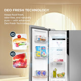 Haier 602L 3Star 2 Door Premium Glass Door Side by Side Frost Free Refrigerator|Convertible|Smart Sense AI|Expert Inverter|Digital Display Panel|Deo Fresh Technology (HRS-682PMGU1, Mirror Glass)