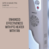 Havells 9 Fin OFR Heater 2400W with Fan – Oil Filled Radiator (Beige) (Open Box / Without Box)