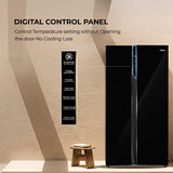 Haier 602L 3 Star 2 Door Premium Glass Side by Side Frost Free Refrigerator|100% Convertible|Wi-Fi|Expert Inverter Technology|Digital Display Panel|Triple Twist Ice Maker (HRS-682KGU1, Black Glass)
