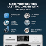 IFB 7 Kg 5 Star Powered by AI with 9 Swirl Wash, WiFi, Fully Automatic Front Load Washing Machine (SERENA SXN 7012 CMS, Steam Refresh Program with Eco Inverter, Rich Silver)