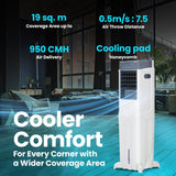 Voltas Slimm 35T Tower Air Cooler for Home, Honey Comb Cooling Pads with 3 Speed Control Functions, 35 Litres, White