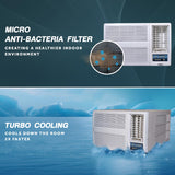 Haier 1 Ton 3 Star Fix Speed Side Flow Window AC (Copper, Turbo Mode, Anti Bacterial Filter, Cools at 54°C Temp, Long Air Throw - HWU12F-AOW3BN-FS,White)