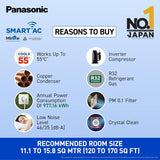 Panasonic EU 7 in 1 Convertible 1.5 Ton 3 Star Inverter Split Smart AC with Voice Assistant (Copper Condenser, CS/CU-EU18BKY3XFM)