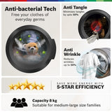 Bosch 8 kg, 5 Star, Anti Stain & AI Active Water+ Fully Automatic Front Loading Washing Machine (WAJ2826DIN, Steam with Anti-Bacteria, Anti-tangle, Anti-Wrinkle, In-Built Heater, Black Grey)