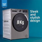 Voltas Beko 8.0kg, Inverter, 5 Star Front Load Washing Machine (WFL8014VTAP, Anthracite), Auto Dosing,Stain Expert