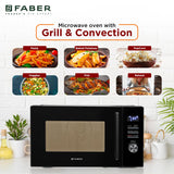 Faber FMW Instacook 30C Standalone 29L Microwave Oven |900W|10 Auto Cook Menu|Digital Panel|Reheat & Defrost|Glass Turntable|Child Safety Lock|Easy Clean Coating|Power Level 5|2 Yrs Warranty|Black