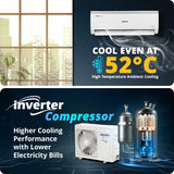 Voltas CAE 1 ton 3 star,New star rated, inverter Split AC | 4-IN-1 Adjustable mode| High ambient Cooling-cools even at 52°C | Anti dust filter with Anti-microbial coating |Copper Coil |Whitec 123V