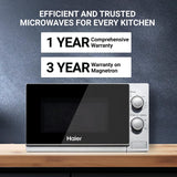 Haier 20L Grill Microwave Oven (HIL2002GSPB, Quartz Heater, Combination cooking, Curveceous Glass, Steam Clean)