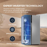 Haier 602L 3Star 2 Door Premium Glass Door Side by Side Frost Free Refrigerator|Convertible|Smart Sense AI|Expert Inverter|Digital Display Panel|Deo Fresh Technology (HRS-682PMGU1, Mirror Glass)