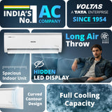 Voltas CAE 1 ton 3 star,New star rated, inverter Split AC | 4-IN-1 Adjustable mode| High ambient Cooling-cools even at 52°C | Anti dust filter with Anti-microbial coating |Copper Coil |Whitec 123V
