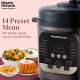 Morphy Richards WizPot 6 Litres 1000W Electric Pressure Cooker| 14-Preset Menu| Digital Display| Saves upto 70% Cooking Time| Customised Preset for Indian Cooking| Automatic Shut-Off| Metallic Brown