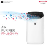 SHARP Room Air Purifier Fp-J60M-W With High Density Plasmacluster Ion Technology, Haze Mode, Sleep Mode And Anti-Pollen Mode | Coverage Area: Upto 550 Ft², White