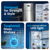 Bosch 368L, 2 Star, Frost Free Double Door Refrigerator | 6-in-1 Convertible Storage Modes | 80min Convert | Touch Panel | Extend Cool up to 18 hrs | SuperFreeze (CTC39S22VI, Fine Steel, 2026 Model)