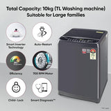 LG 10 Kg 5 Star Inverter TurboDrum Fully Automatic Top Loading Washing Machine Appliance (T10SJMB1Z, Jet Spray+, Smart Closing Door, Middle Black)