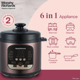 Morphy Richards WizPot 6 Litres 1000W Electric Pressure Cooker| 14-Preset Menu| Digital Display| Saves upto 70% Cooking Time| Customised Preset for Indian Cooking| Automatic Shut-Off| Metallic Brown