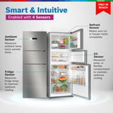 Bosch MaxFlex Convert 335L,3 Star Inverter Frost Free Triple Door Refrigerator (CMC36S03NI, 8-in-1 Convertible, UV Protected Body Shield, VitaFresh Technology, Adaptive UI, Smoky Steel)