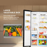 Haier 602L 3 Star 2 Door Premium Glass Side by Side Frost Free Refrigerator|100% Convertible|Wi-Fi|Expert Inverter Technology|Digital Display Panel|Triple Twist Ice Maker (HRS-682KGU1, Black Glass)