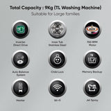 LG 9 Kg 5 Star Inverter Wi-Fi Fully-Automatic Top Loading Washing Machine Appliance (THD09NWM, Middle Black, AIDD Technology & TurboWash)
