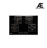 IFB 78 cm 4 Burner Hybrid Hob with 3D Brass Burners, Flame Failure Safety Device & Auto Ignition – Black – 78-GCI4B-3D-FB-FFD