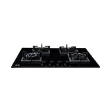 IFB 78 cm 4 Burner Hybrid Hob with 3D Brass Burners, Flame Failure Safety Device & Auto Ignition – Black – 78-GCI4B-3D-FB-FFD