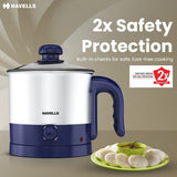 Havells Steamor 600W Multi-Cook Kettle 1.2L (GHBKTBJB060) – Blue
