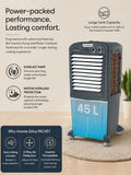 Crompton Zelus PAC45 45L Desert Air Cooler with 4-Way Air Deflection, Ice Chamber & Inverter Compatibility (Grey)