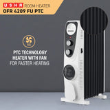 Usha OFR 4211 FU PTC Oil Filled Radiator Room Heater – 11 Fin, Black
