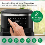 Bosch Crispmaxx Air Fryer 7.2L with baking tray, With Touch Panel,7 Presets menus,Illuminated Viewing Window, Shake Alarm,MAF671B5IN,Black