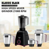 Havells Klassic 750W Mixer Grinder with 4 Jars | 21000 RPM Heavy Duty Motor | Stainless Steel Blades