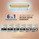 Lloyd Stellar Lite 1.5 Ton 5 Star Wi-Fi Inverter Split AC (6 in 1 Convertible, Mood Lighting, Door Open Alert, Copper, Smart 4-Way Swing, White/Silver Deco, GLS18V5FWSSL