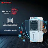 Havells 2-in-1 Convertible 80 L Desert Air Cooler for room, Dual functionality & easy storing, Can be used as side table, 5 Leaf Metal Blade Fan, Powerful Air-Delivery, Bacteria shield honeycomb pads