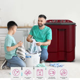 Godrej 10.5 Kg 5 Star Semi-Automatic Top Load Washing Machine With Toughened Glass Lid(WSEDGE JAZZ 105 5.0 DB3 M CSRD, Stainless Steel Drum, Drying at 1440 RPM Speed, Crystal Red)