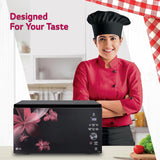 LG 32 L Charcoal Convection Microwave Oven with Charcoal Lighting Heater, 360° Motorised Rotisserie, Stainless Steel Cavity, Glass Touch & Dial Controls, Black Floral – MJEN326PK