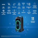 Samsung with in-Built Battery | 18 Hours of Playtime | Party Lights + | Grip & Roll | Splashproof IPX4 | Waveguide | USB Input | 3.5mm Jack | 240 W Bluetooth Party Sound Tower (MX-ST50F/XL, Black)