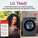 LG 12 Kg, 5 Star, AI DD Technology, Steam+, Smart Digital Dial, Wi-Fi Enabled Fully-Automatic Front Load Washing Machine (FX1412N9K, Reduce allergens & wrinkles, TurboWash 360˚, Matt Black)