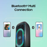 Samsung with in-Built Battery | 18 Hours of Playtime | Party Lights + | Grip & Roll | Splashproof IPX4 | Waveguide | USB Input | 3.5mm Jack | 240 W Bluetooth Party Sound Tower (MX-ST50F/XL, Black)