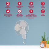 USHA Maxx Air Ultra Wall Fan | 400MM Sweep Size | 1350:RPM | Aerodynamic Blade Design for High Air Delivery | Anti - Rust Protection | 100% Copper Motor | 2 Year Warranty | White