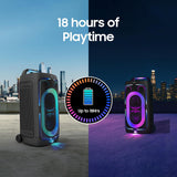 Samsung with in-Built Battery | 18 Hours of Playtime | Party Lights + | Grip & Roll | Splashproof IPX4 | Waveguide | USB Input | 3.5mm Jack | 240 W Bluetooth Party Sound Tower (MX-ST50F/XL, Black)